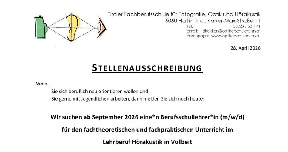 Stellenausschreibung HG Vollzeit
